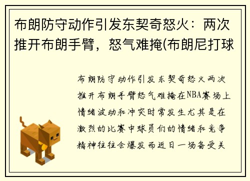 布朗防守动作引发东契奇怒火：两次推开布朗手臂，怒气难掩(布朗尼打球视频)
