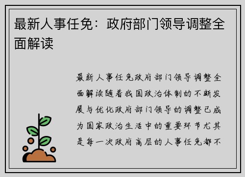 最新人事任免：政府部门领导调整全面解读